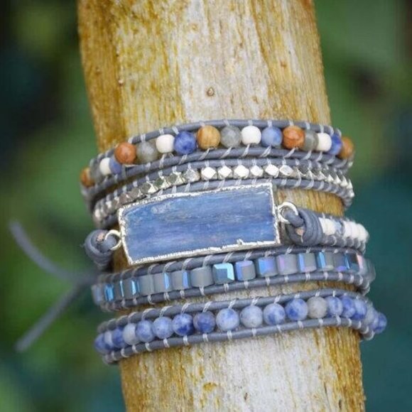 Blue Topaz Bracelet-Sodalite Stone Bracelet-Healing Gemstone Bracelet - Picture 1 of 4